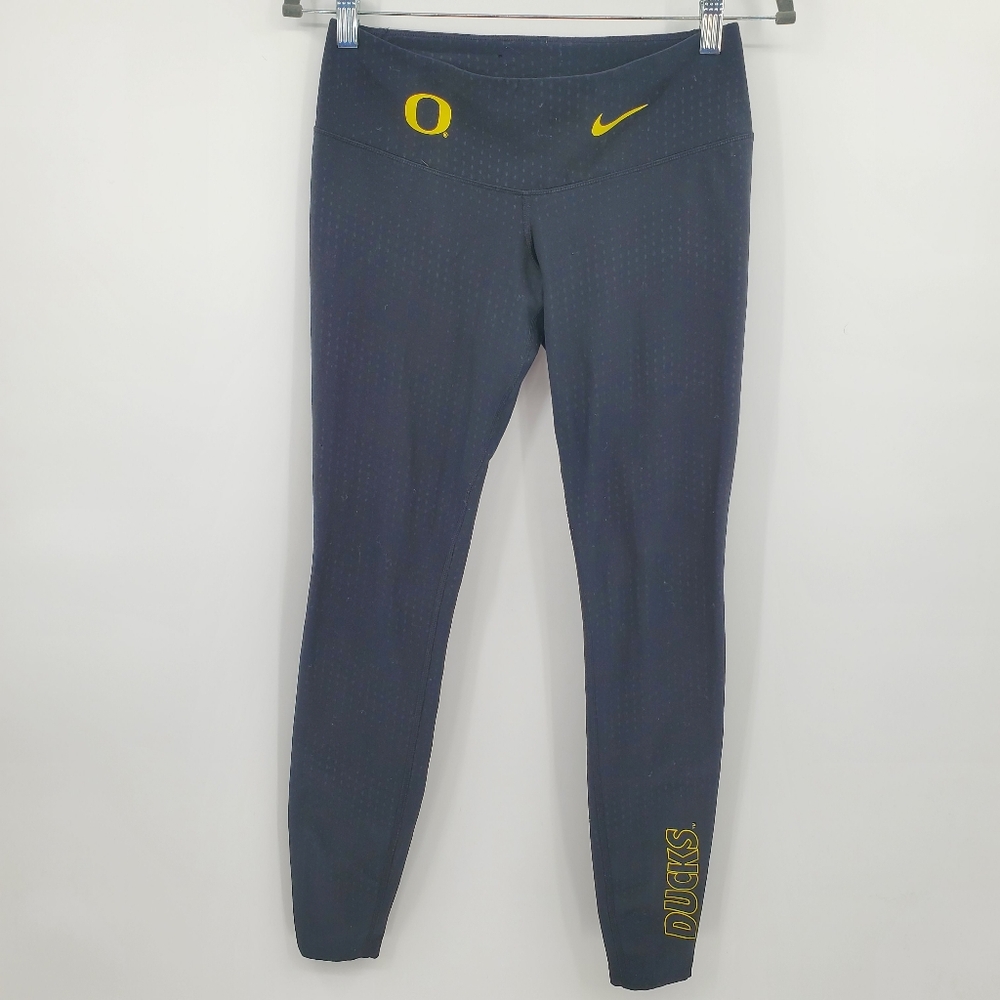 Nike Oregon Ducks Power Dri-fit Athletic Leggings Size Small Black Yellow